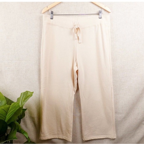Splendid Women Cascade Wide Leg Cropped Sweatpants Light Camel L Nwt - Picture 3 of 6